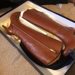 Brooks Brothers CalfSkin Chestnut kneehigh boots .